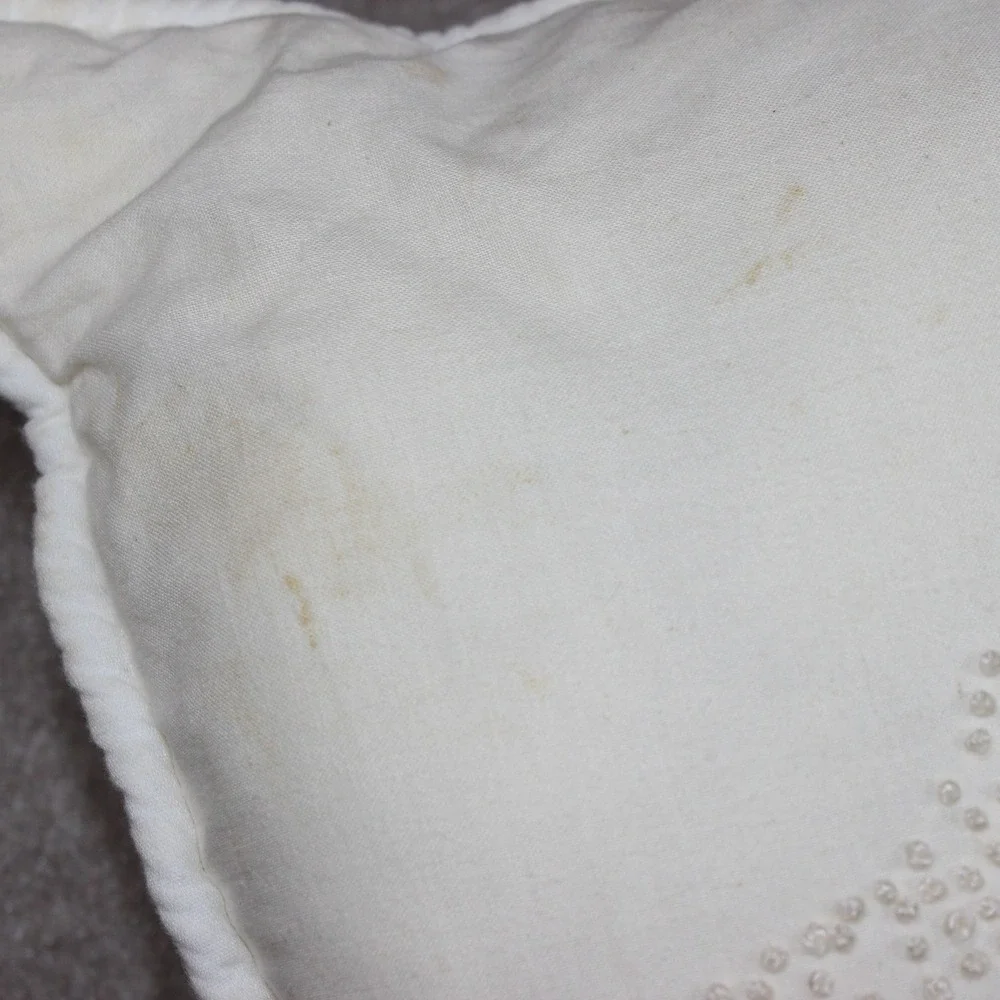 Vintage White Candlewick Duck Embroidered Quilted Throw Pillow Farmhouse 14x14